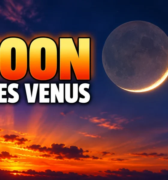 Moon Venus Mercury Spica lineup after sunset
