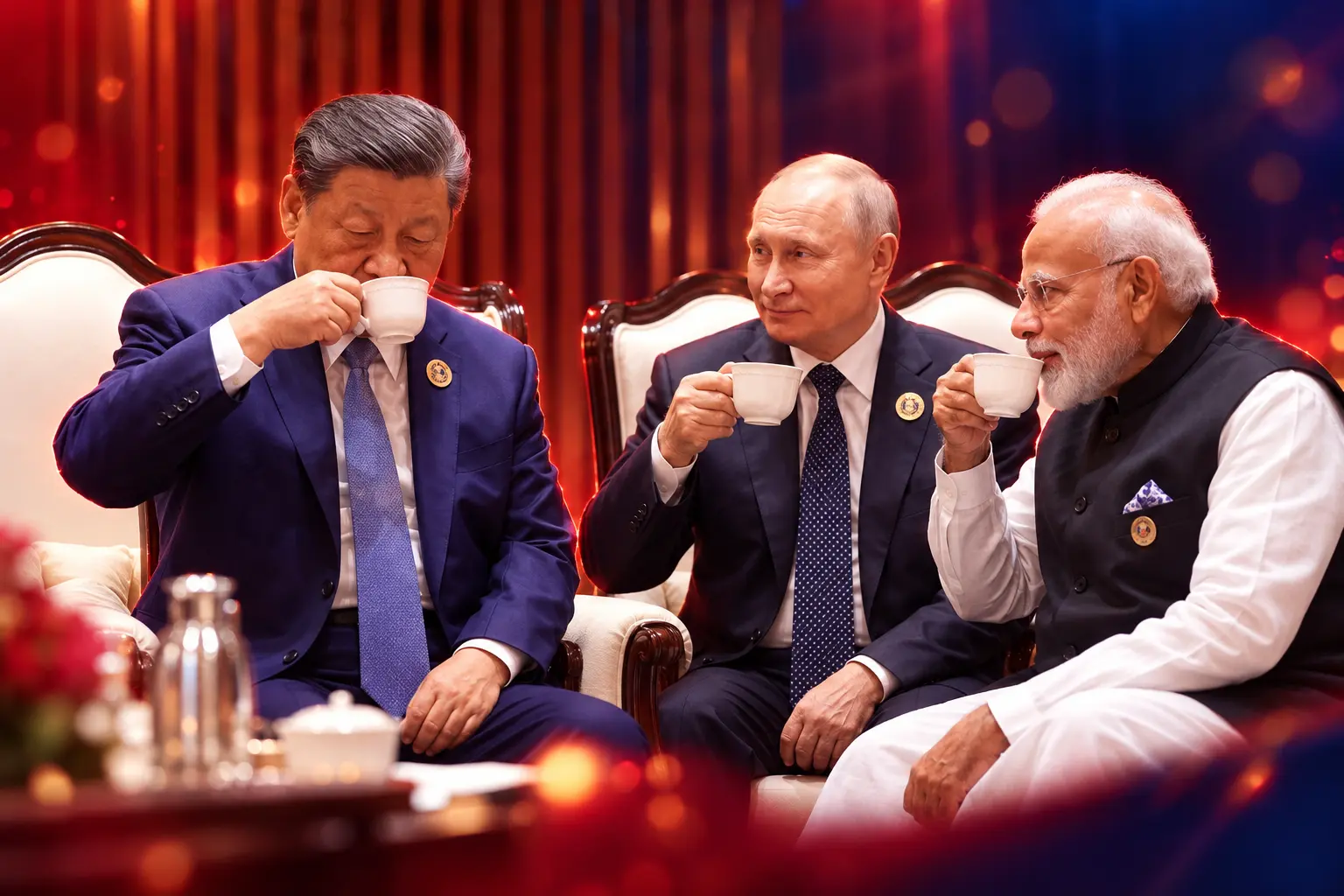 Modi sipping tea with Xi Putin BRICS 2026