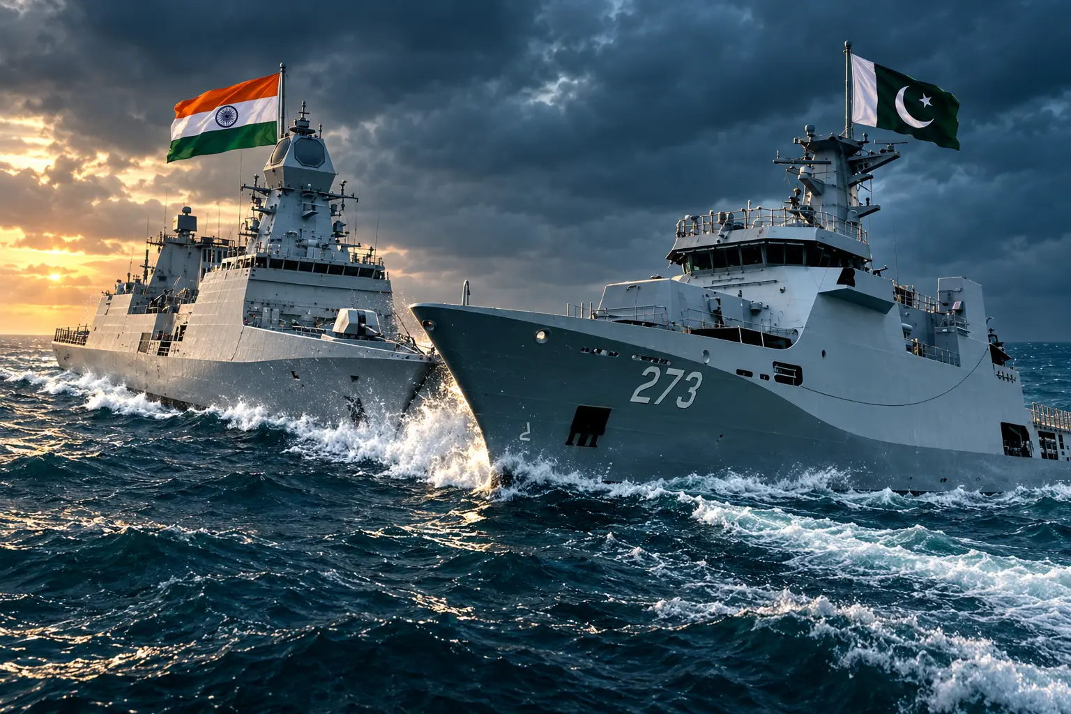 India Pakistan naval ships collide Arabian Sea