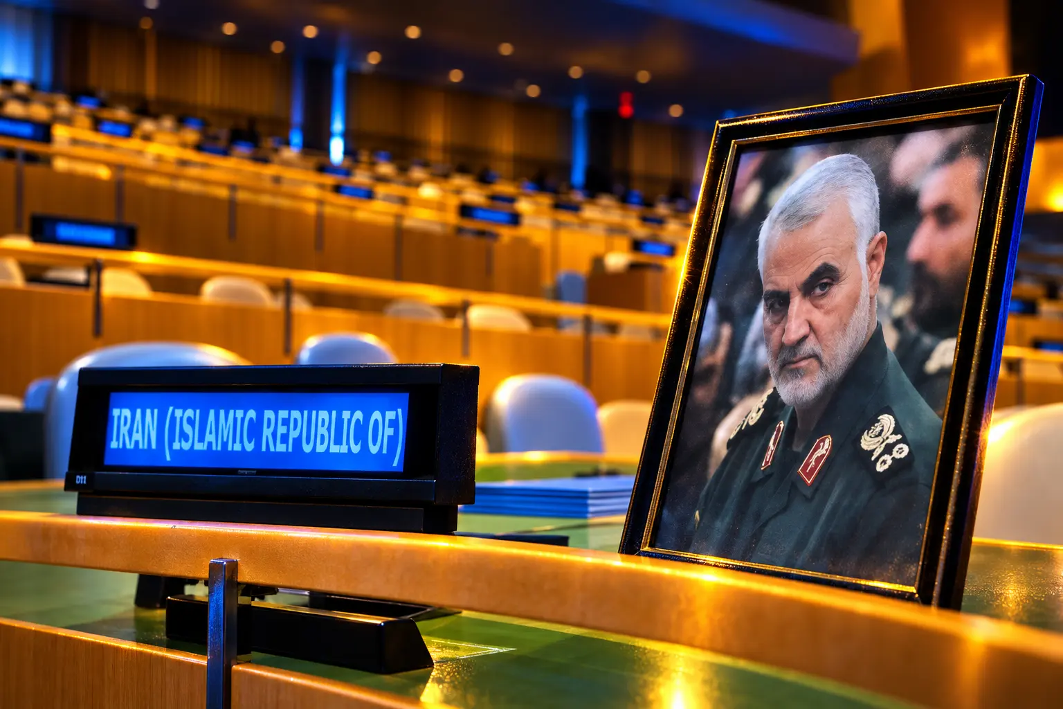 Iran leaves Soleimani portrait for Netanyahu UN speech