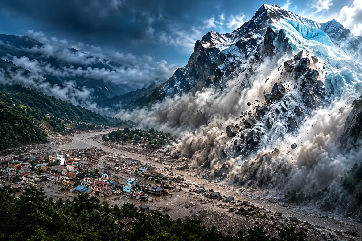 Langtang Lirung collapse debris flood Nepal Tibet
