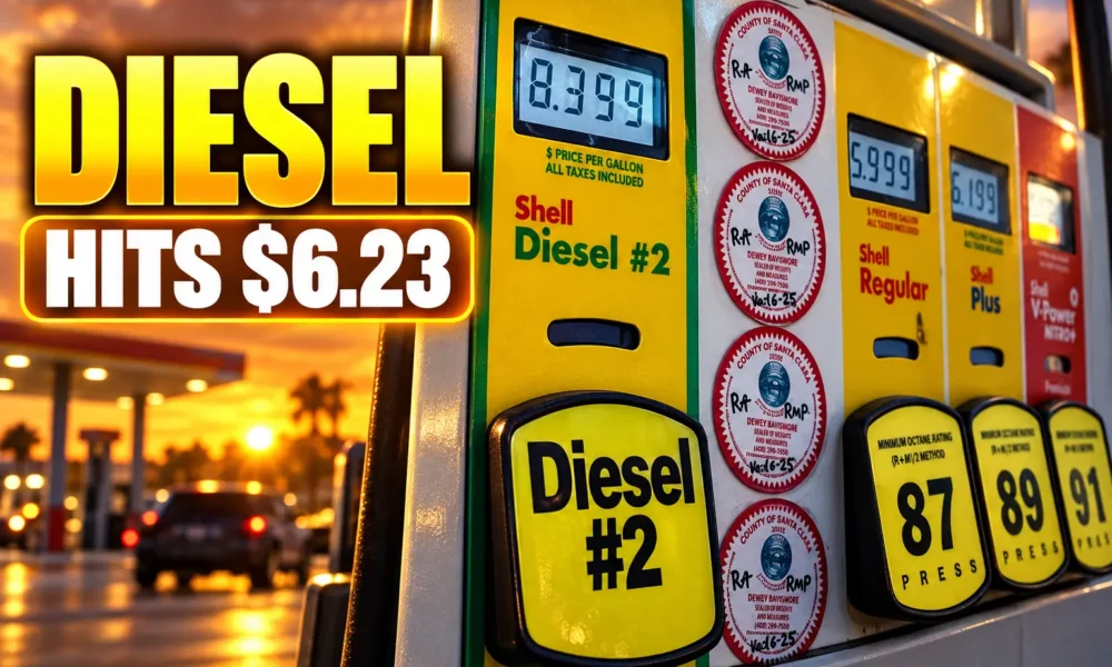 US diesel price record $6.23 gallon September 2026